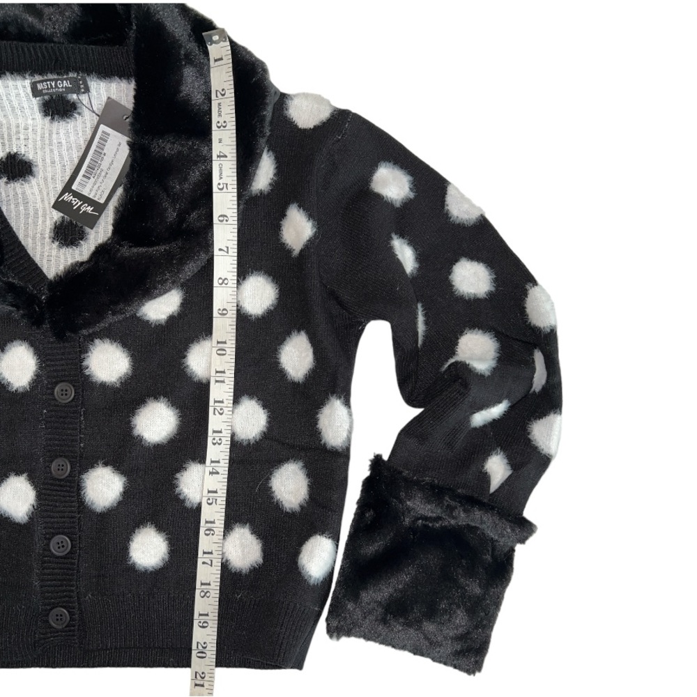 Nasty Gal Spot Fluffy Fur Collar Cardigan Lounge Set - Picture 7 of 7